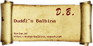 Dudás Balbina névjegykártya